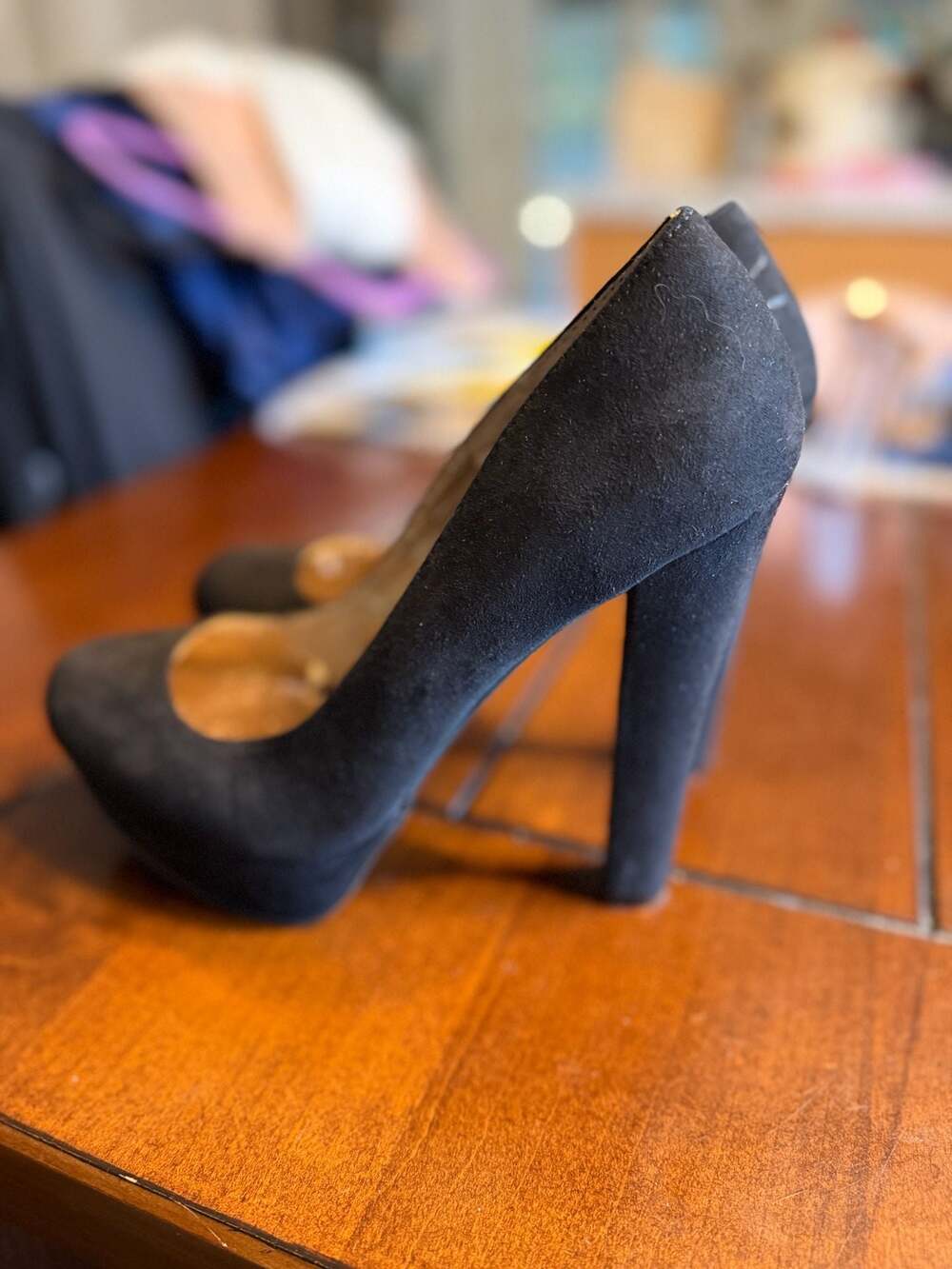 JOURNEYS Black Suede Platform Pumps